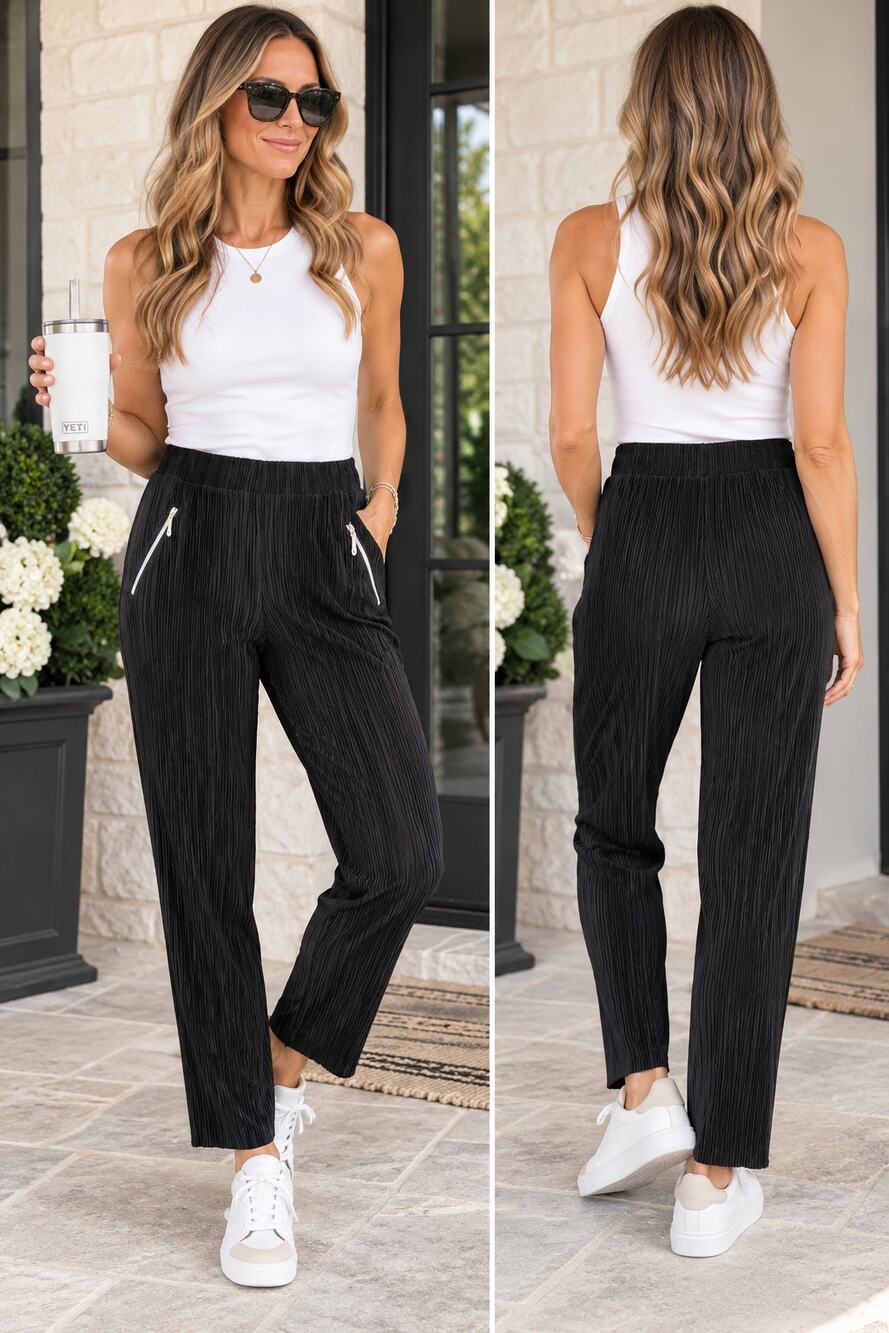 Jamie Sadock Black Pleated Golf Pants Ankle Zip Pockets Size 0